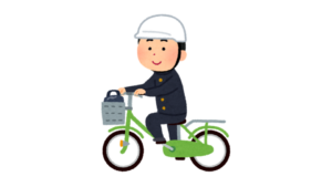 自転車用ヘルメットをかぶって自転車に乗る男の子のイラスト